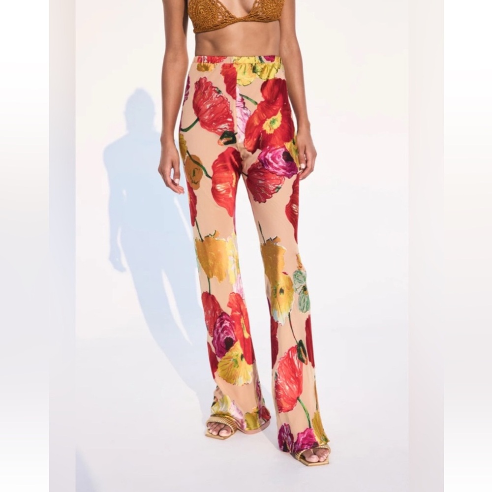 Cult Gaia Multicolor Floral Boot Cut Pants